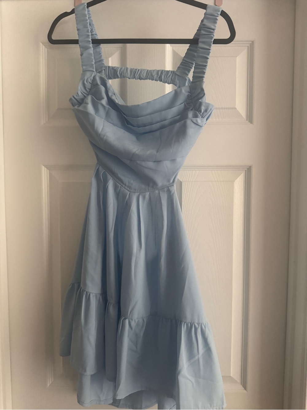 SHEIN Light Blue Backless Ruffle Sundress